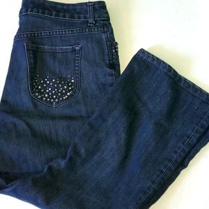 Chico's platinum women's 2 (12-14) embellished jewel tone pocket jeans
